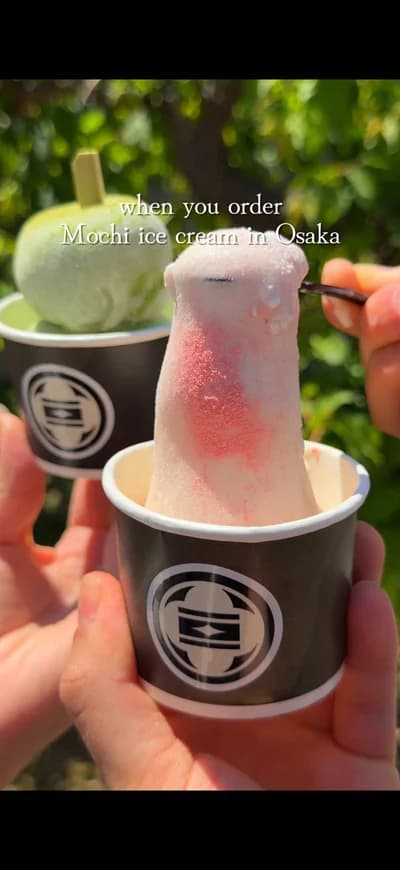 A super cute Japanese mochi ice cream near Osaka Tenmangu Shrine 🍓🍵✨ Hitokuchi no Shiawase (Osaka 