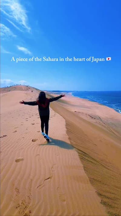 Yes, this is Japan! 🏜️🌊 Most people don't know that Tottori is home to these massive sand dunes th