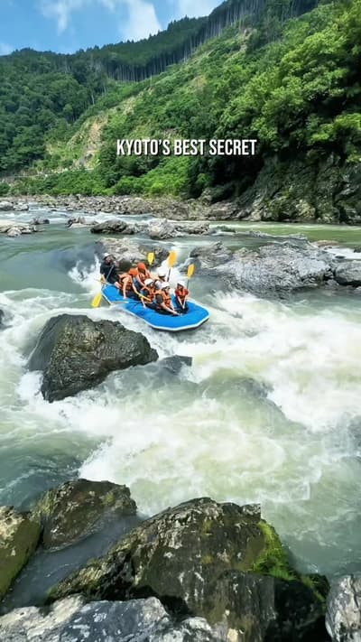 Enjoy a relaxed rafting experience on the Hozugawa River, perfectly suited to fit into your Kyoto it