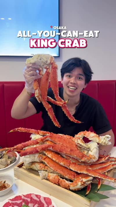 King Crab na All-You-Can-Eat sa Osaka 🇯🇵 🦀 #japan #japanesefood #osaka #kingcrab #wagyu