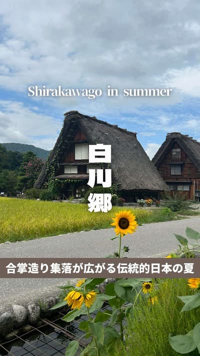 📍白川郷 岐阜 / Shirakawago of gifu in summer アニメ「#ひぐらしのなく頃に」の聖地としても有名な日本の世界遺産"白川郷"には、まるでジブリの世界のような古き良き街並