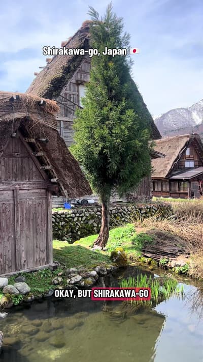 Shirakawa-go, Japan. 📍 A quiet village surrounded by mountains and traditional houses that has kept