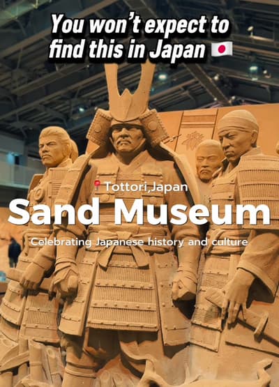 📍Tottori Sand Museum The Sand Museum exhibition celebrates Japan’s history, culture, mythology, and