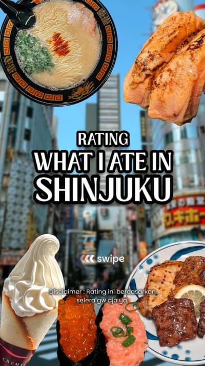 Places : 1. Ichiran Ramen 2. Excelsior Caffé 3. Uogashi Nihon-Ichi 4. Negishi 5. Starbucks Shinjuku 