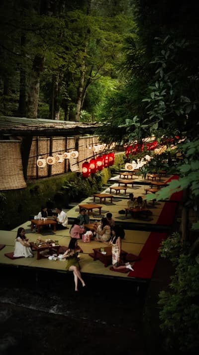 Deep in the mountains of Kyoto lies Kifune, where you can experience "Kawadoko"—traditional dining o