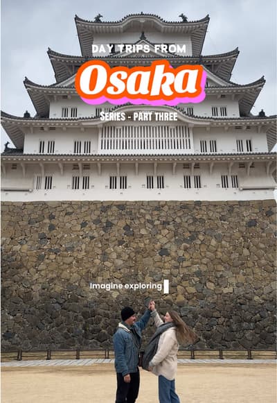 One of the BEST day trips from Osaka 🏯✨ Himeji Castle is only about an hour from Osaka by shinkanse