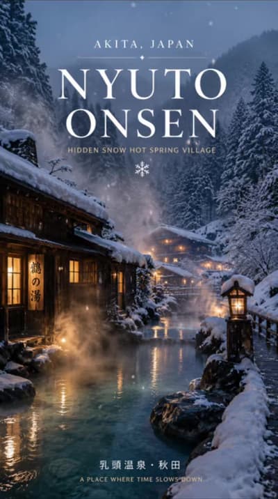 #japantravel Nyuto Onsen, Akita 🇯🇵❄️ หมู่บ้านออนเซ็นเงียบกลางหิมะ ที่เหมือนเวลาหยุดเดิน เสียงเงียบ