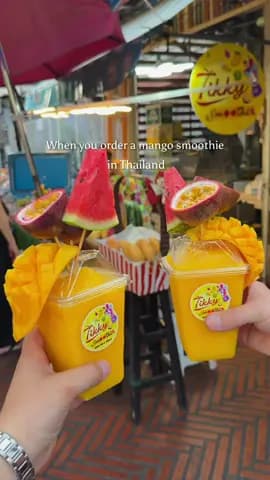 Thailand’s famous mango smoothie topped with mango, watermelon & passion fruit 🥭🍹 One of the best 