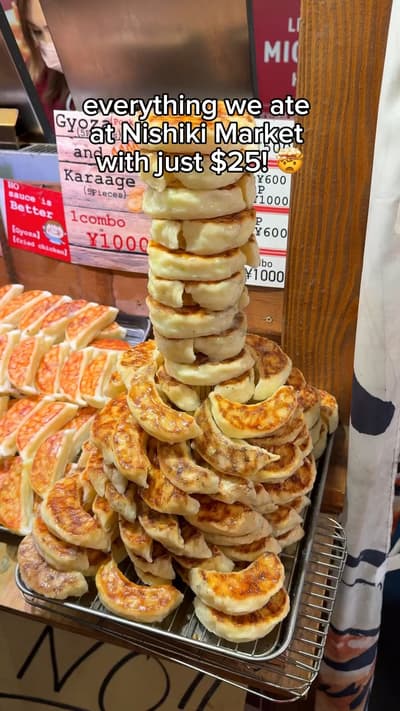 Everything we ate at Nishiki Market with $25! Kyoto food tour #kyotofood