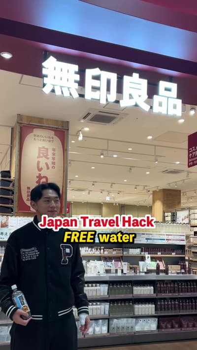 🇯🇵 Japan Travel Hack — FREE WATER Just being your own bottle to MUJI store in Japan and get FREE w