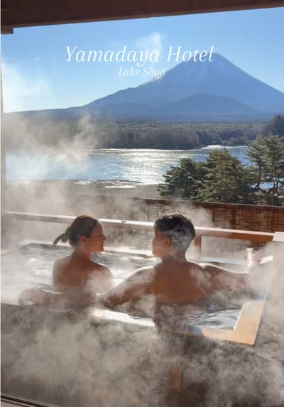 YAMADAYA HOTEL โรงแรมสไตล์เรียวกัง ริมทะเลสาป Shojiko ได้อาบน้ำใน Private Onsen วิวฟูจิแบบนี้ คือที่
