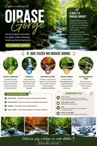 🌿 OIRASE GORGE – Um dos cenários naturais mais encantadores do Japão! 🇯🇵 Localizado na Província 