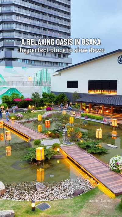 a relaxing escape in Osaka 🥰 Solaniwa Onsen is a Japanese hot spring theme park where you can enjoy