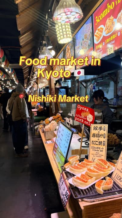 Everything we ate and paid at Nishiki Food Market in Kyoto (last slide for best dessert ever) #japan