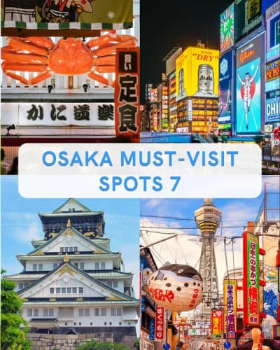 OSAKA MUST-VISIT SPOTS 7 🇯🇵✨ Planning a trip to Japan? You can't miss Osaka—the food, fun, and ent