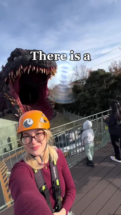 This theme park on a Japanese island has a massive Godzilla zip line 🦖 Ever wanted to come face to 