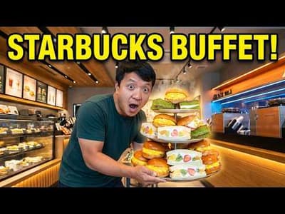 Eating EVERYTHING at an ALL YOU CAN EAT Starbucks Buffet in Tokyo Japan
