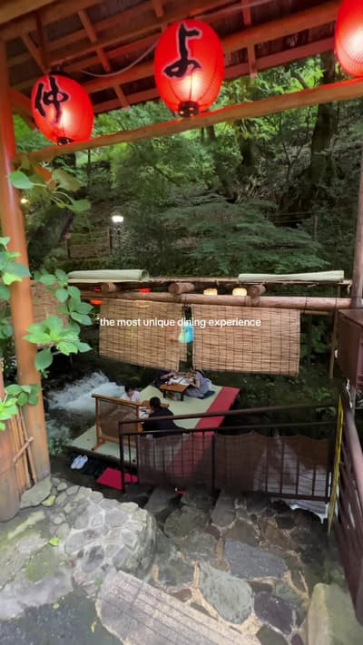 Nestled way up in northern Kyoto, Kibune feels a world away from the city—and dining at Nakayoshi ma