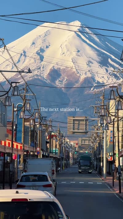 The next station is… 🗻 📍Mount Fuji The mountain is only visible 80 days a year, so it is great luc