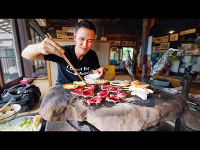 Unbelievable Japanese Food!! 🏔️ STONE BBQ in Mountains Japan!!