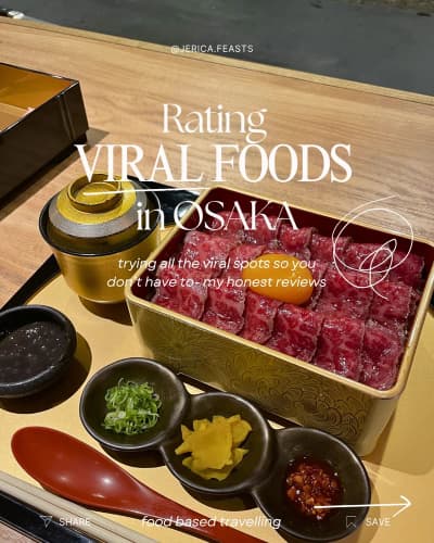 trying all the viral foods in osaka so you don’t have to - my honest reviews! welcome to my page @je